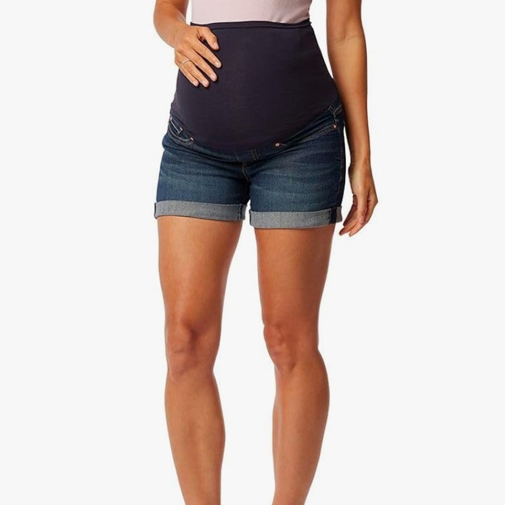 Stylish Maternity Jean Shorts - Blue